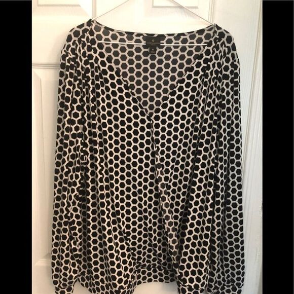 3 for $20 WORTHINGTON Black/White Poly Blouse 3X - Picture 1 of 7